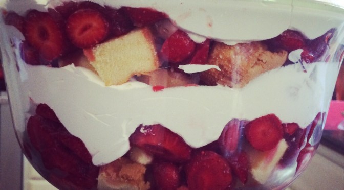 Easy strawberry shortcake trifle and keeping it simple