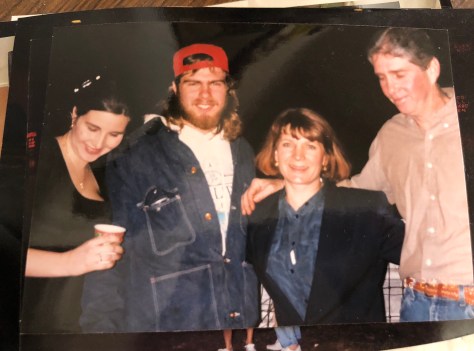A bunch of Cajuns at a pre-boucherie party (me, big daddy, my mama and daddy circa 1997)